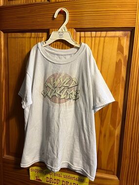Hanes White Kids Graphic Tee with Faded Wyld Stallyns (Bill & Ted) Logo Size L